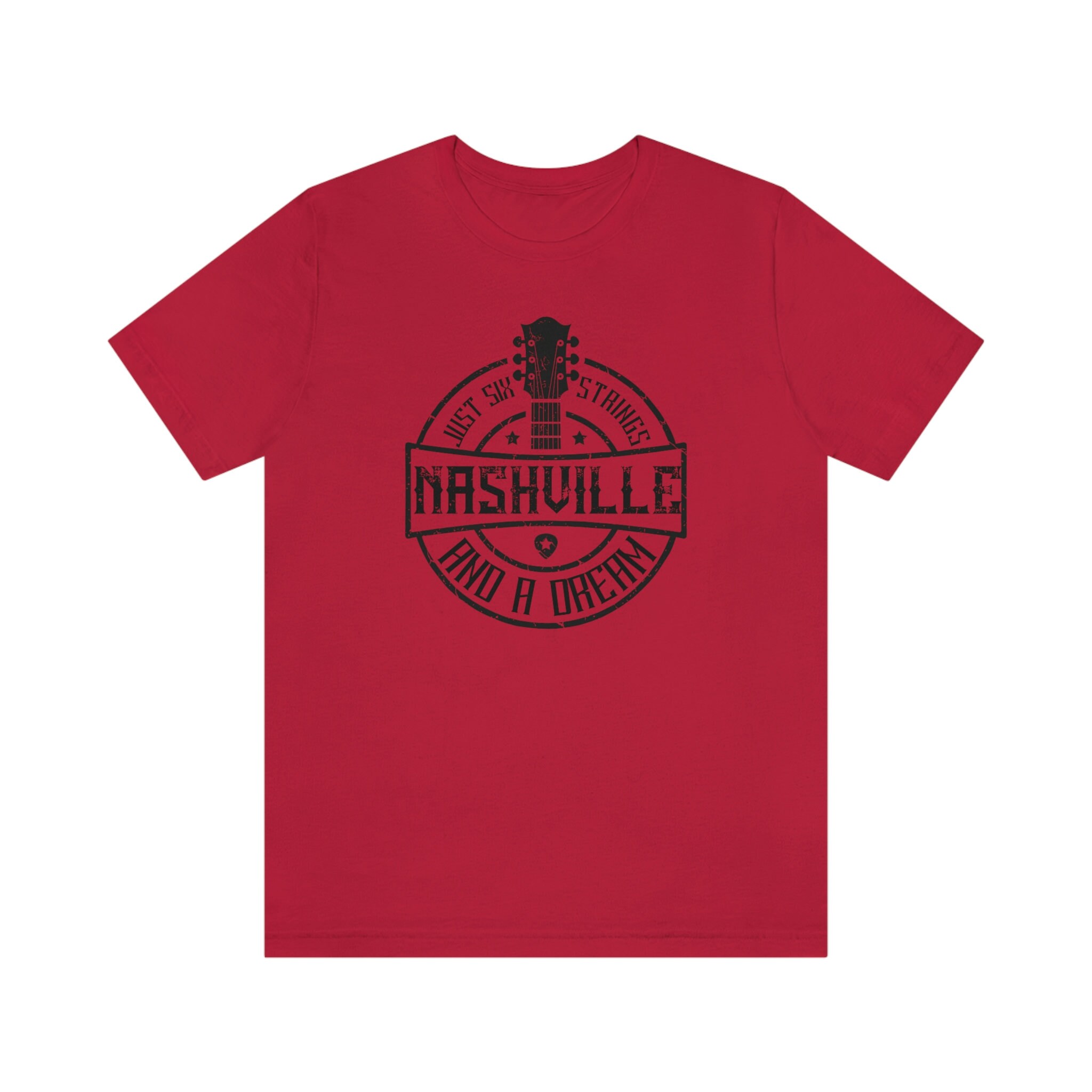 【SETTO】MIDDLE SHIRT Nashville Six Strings and a Dream Guitar T-shirt, Country