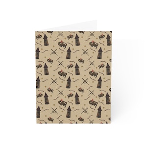 Castle, Sword & Dragon Medieval Greeting Card | blank inside, with envelope
