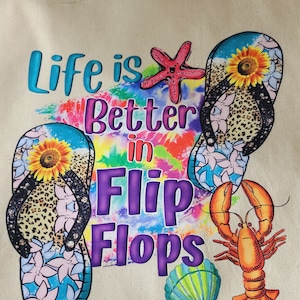 Das Leben ist besser in Flip Flops - Lang, Kurzarm T, Einkaufstasche, Crew, Hoodie, Unisex / Jugend