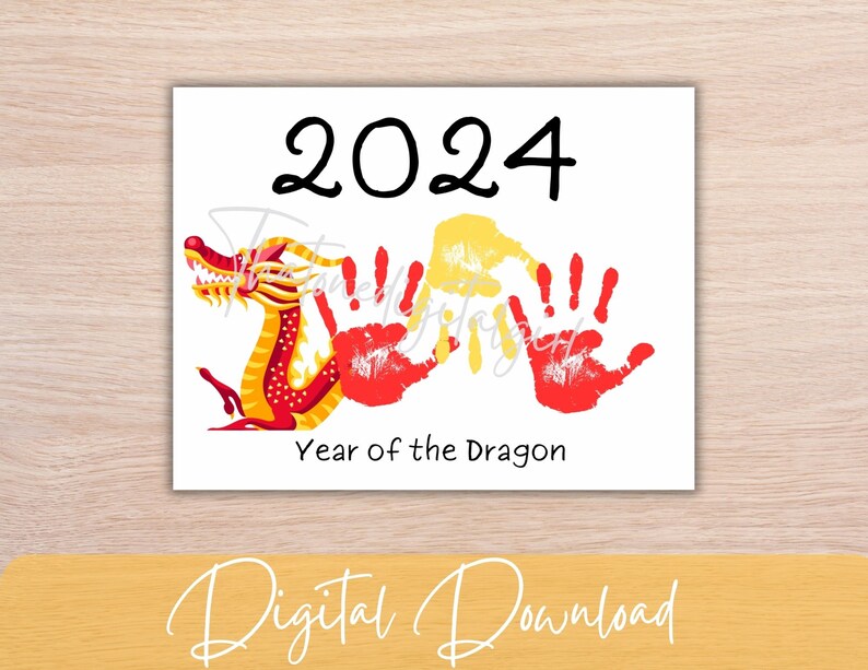 2025 Year of the Dragon Printable Handprint Craft Lunar New Year Baby