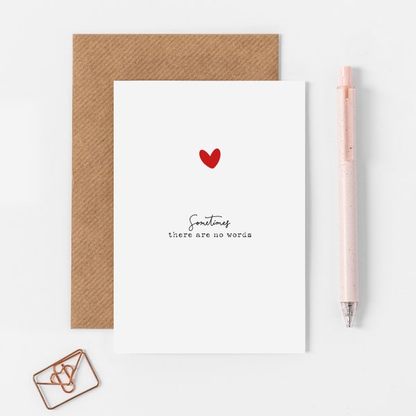 Personalised No Words Tiny Heart Card, Sympathy Card, Thinking Of You Card, Condolence, Bereavement, Personalised Grieving Card, Sympathy