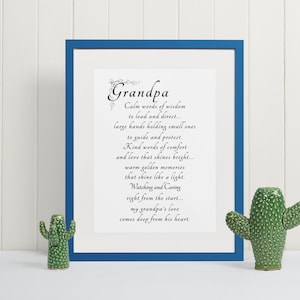 A Grandpa Poem Print, Wall Art, 5x7 or 8x10, Gift for Grandpa, Papa ...