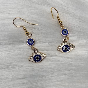 Evil Eye Earrings, Dainty Earrings, Drop Earrings