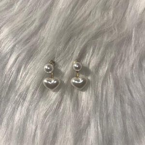 Pearl Heart Earrings, Pearl Earrings, Gold Pearl Earrings, Heart Pearl Earring, Stud Pearl Earrings, Gifts For Her