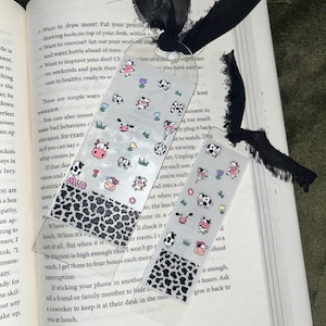 Farm Animal Cute Acrylic Bookmarks, Pig Bookmark, Cow Bookmarks, Tassel Bookmark, Farm Animal Bookmark, Sparkle Bookmark