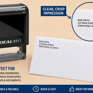 Customized IDEAL 4911 Self-Inking Stamp: Up to 3 Lines of Personalized Text