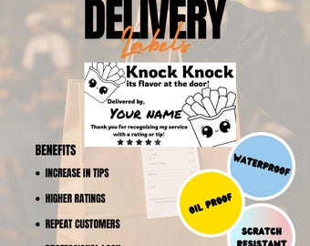 Delivery Driver Thank You Stickers – Courier Labels to Boost Tips & Ratings – “Knock Knock” by TipNote
