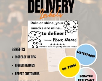 Delivery Driver Thank You Stickers – Courier Labels to Boost Tips & Ratings – “Rain or Shine” by TipNote