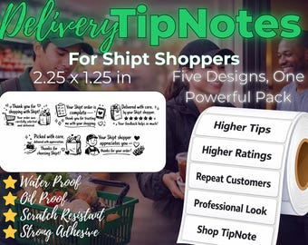 SHIPT SHOPPER Delivery Thank You Stickers | Shopper Labels to Boost Tips & Reviews By TipNote