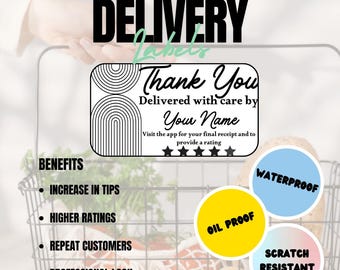 Delivery Driver Thank You Stickers – Courier Labels to Boost Tips & Ratings – “Boho” by TipNote