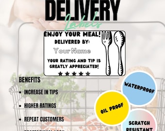 Delivery Driver Thank You Stickers – Courier Labels to Boost Tips & Ratings – “Fork and Spoon” by TipNote