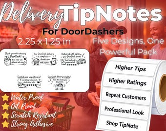 DOORDASH Delivery Thank You Stickers | Shopper Labels to Boost Tips & Reviews By TipNote