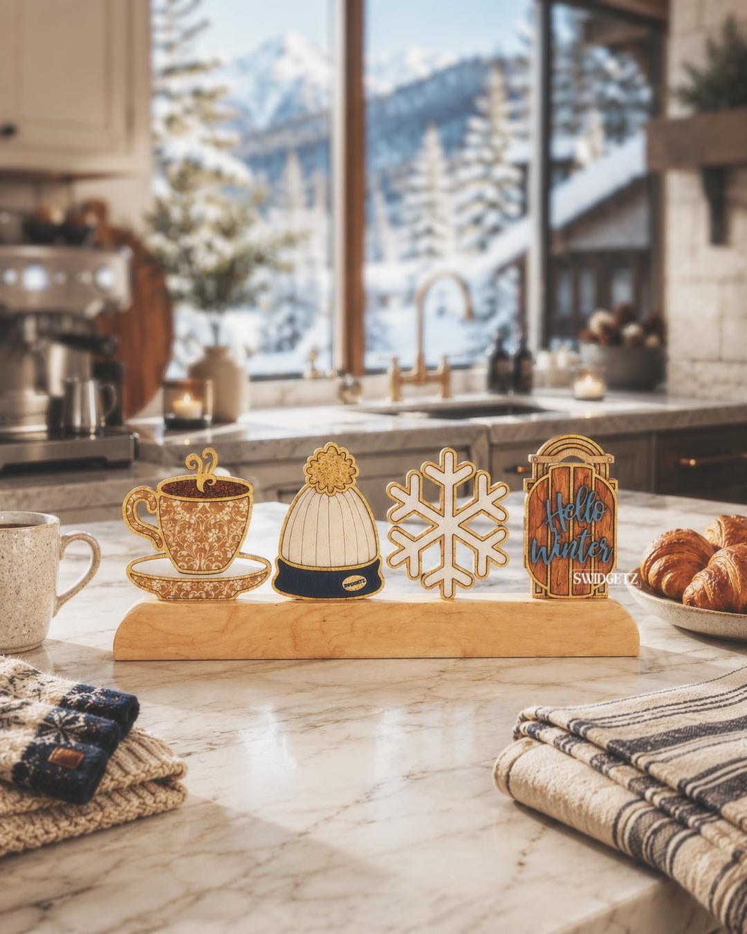Winter Decor Kit | Interchangeable Winter Decor | Cozy Coffee Mug Shelf ...
