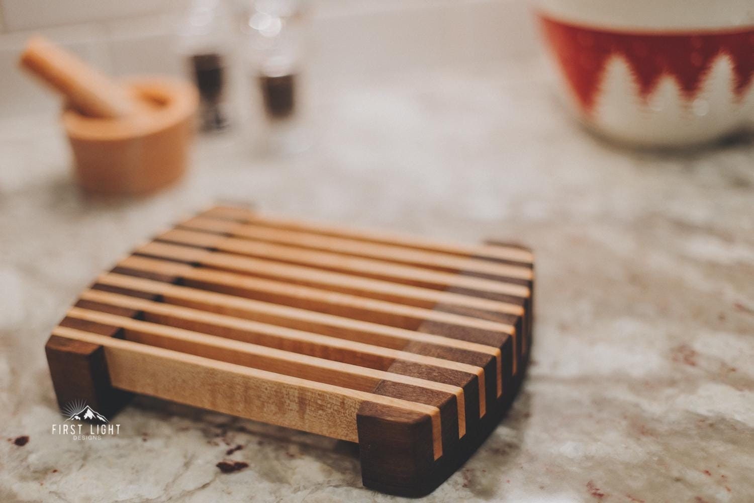 Handcrafted Walnut & Curly Maple Wood Trivet