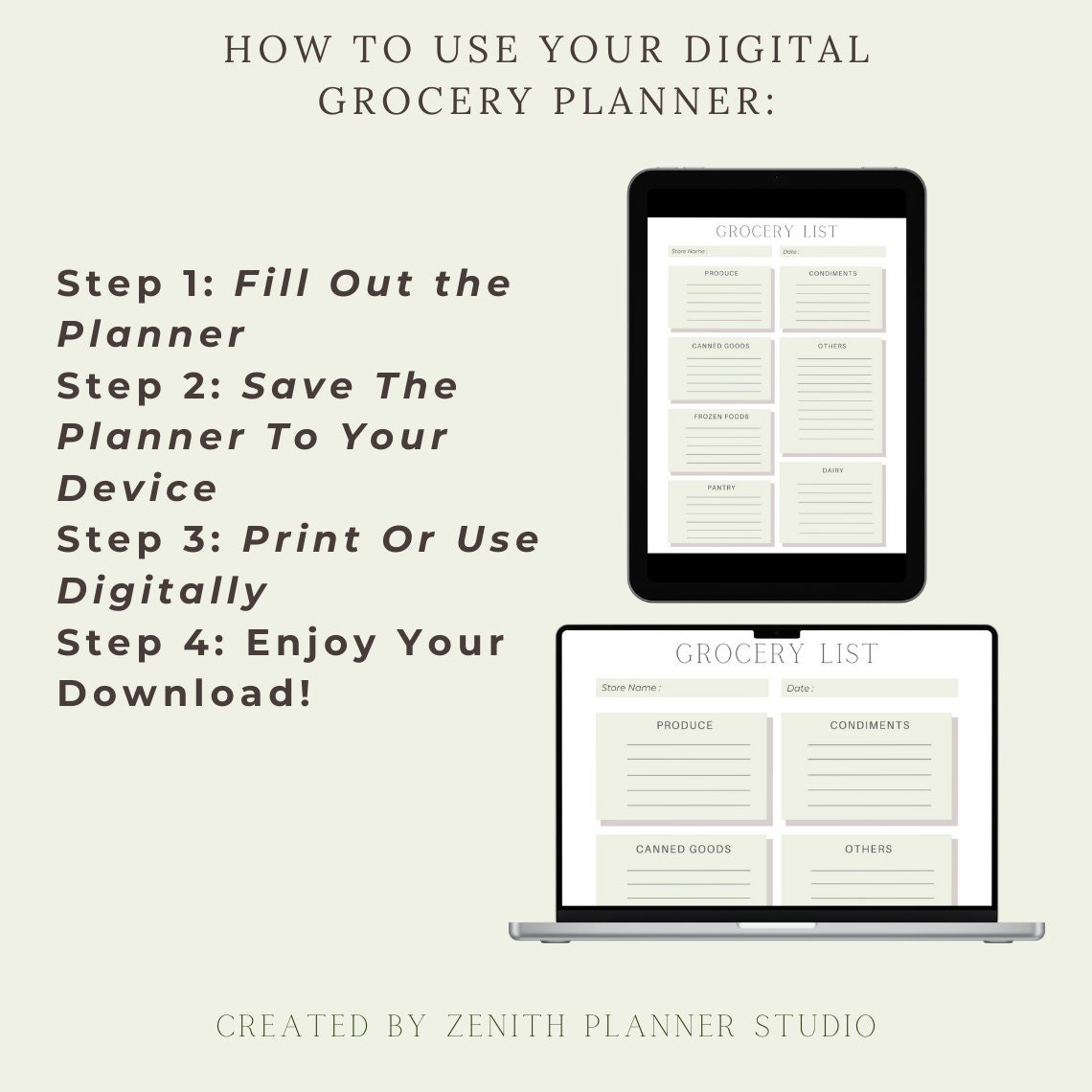 Printable Grocery List Planner Organized Shopping Digital Download ...