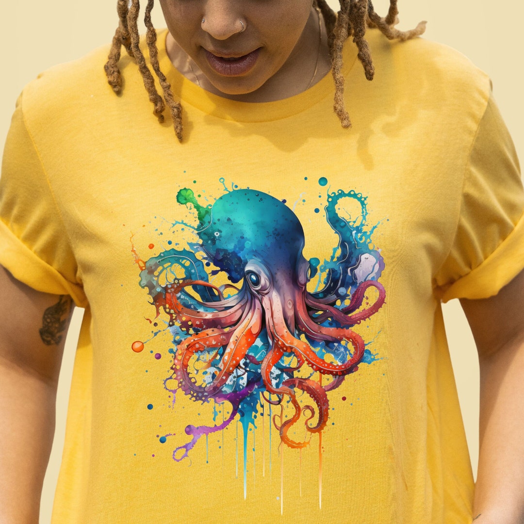 Colorful Octopus Shirt Beach Lover Shirt Summer Octopus Tee Etsy