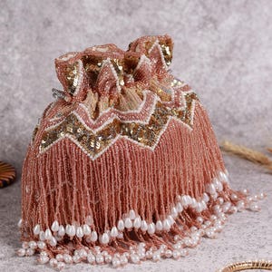 Hand Embroidered Bridal Potli Bag: Festive Indian Wedding Clutch