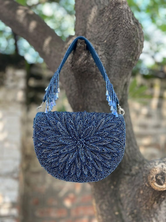 ビーズ刺繍 パーティーバッグ ハンドバッグ ブルー ビーズ刺繍2wayミニパーティーバッグ – BLUE ONLINE
