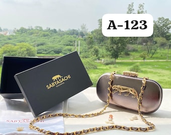 Metallic Gold Panther Clutch Bag | Luxury Designer Style Evening Purse | Wedding Party Handbag