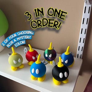 Bomb-omb Paper Mario 3D Printed Desk-Sized Figures (3 Count)