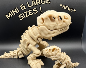 3D Printed Articulated Skeleton T-Rex Dinosaur | Color Poseable Fossil Model Toy | Mini & Large Sizes | Jurassic Desk Decor