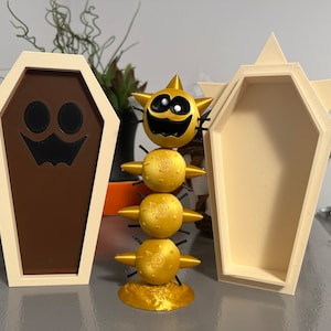 Sand Pokey Enemy with Coffin 3D Printed Paper Mario 64 Figure Video Game Super Mario Gamer Gift