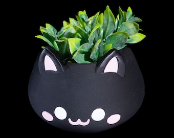 Joli cache-pot en forme de chat pour petites plantes, vase de jardinage imprimé en 3D en plusieurs couleurs