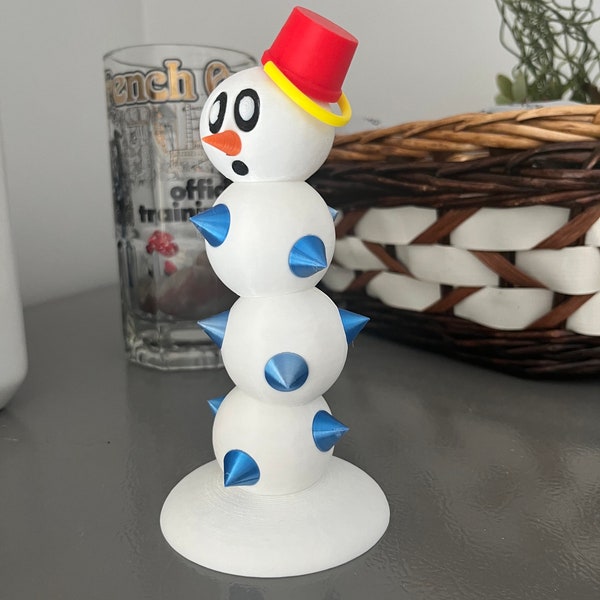 Snow Pokey Enemy from Super Mario 3D World 3D Printed Ice Pokey Snowman Figure Video Game Character Collectible - Perfect Gift for Gamers