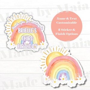 Personalized Happy Birthday Stickers, Girl Birthday Sticker, Rainbow Birthday Sticker, Daisy Birthday Sticker, Kids Party, Balloon Stickers