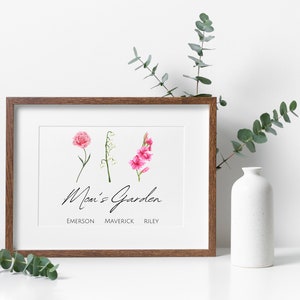 Mom's Garden, Mother's Day Print, Grandma's Garden, Mother's Day Gifts, Custom Mother's Day Gifts, Birth Month Flower Art, Mother's Day Art