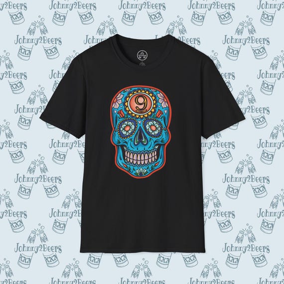 Blue Sugar Skull 9 Ball - Pool Billiards Floral Design