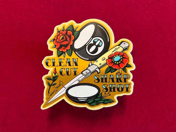 Clean Cut Sharp Shot Sticker – Pool Lover's Gift – Durable Vinyl