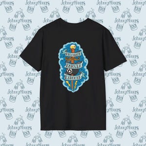 May include: Black t-shirt with a blue and yellow graphic of a dagger and a pool ball with the words "Envision", "Empower", "Execute" and "8" on it.