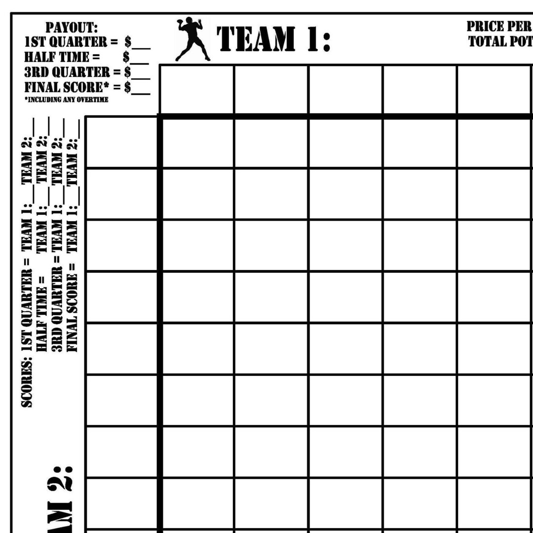 Printable Football Squares. Football Pot, Super Bowl Watch Party Game Printable Football Squares. Football Pot, Super Bowl Watch Party Game