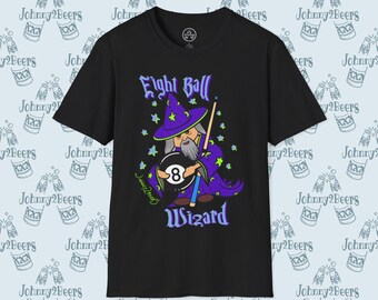 Camiseta de billar Eight Ball Wizard: tiros fascinantes y sabiduría mágica del billar.