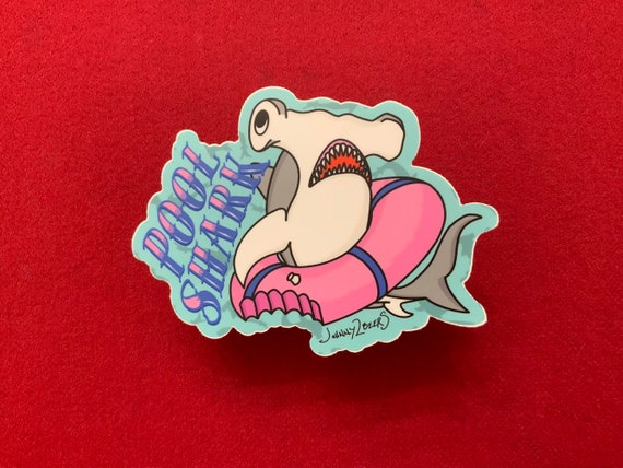 Pool Shark Sticker: Hammerhead in Pool Float, Billiards Hustle Chuckles