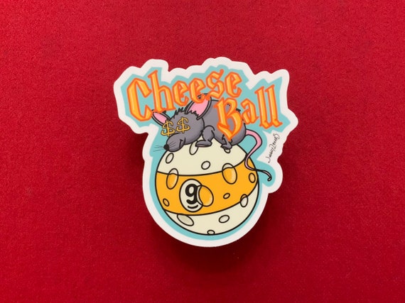 Cheese Ball Sticker: Pocket the 9-Ball Win with a Money Minded Mouse