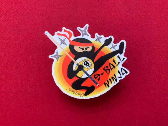 9-Ball Ninja Sticker: Master the Cue with Pool-tastic Fun & Style!