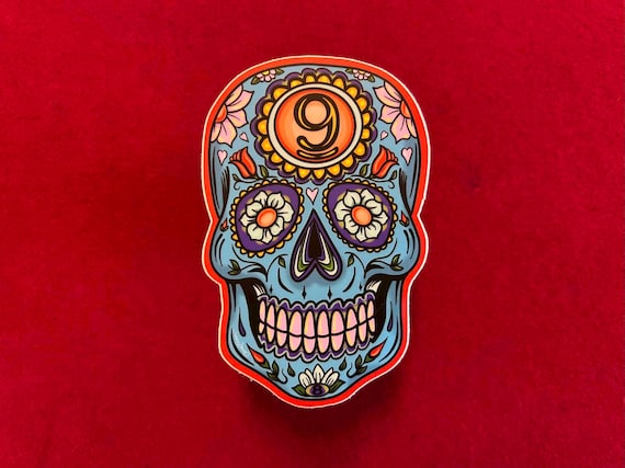 Day of the Dead 9 Ball Skull Sticker – Pool Lover's Gift – Durable Vinyl
