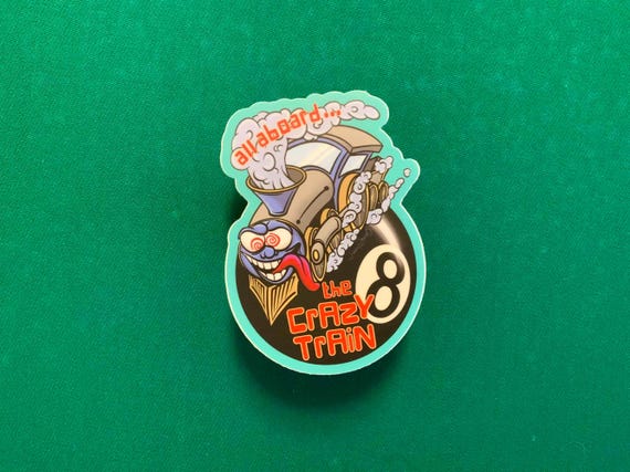 The Crazy Train 8 Ball Sticker - Funny Pool Decal