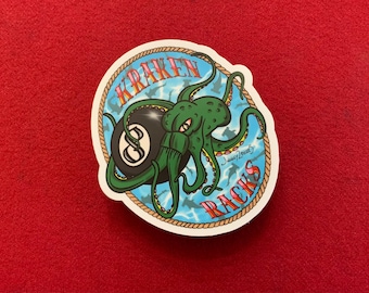 Kraken Racks: Menacing Octopus Billiards Sticker