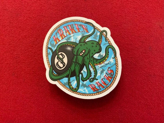 Kraken Racks: Menacing Octopus Billiards Sticker