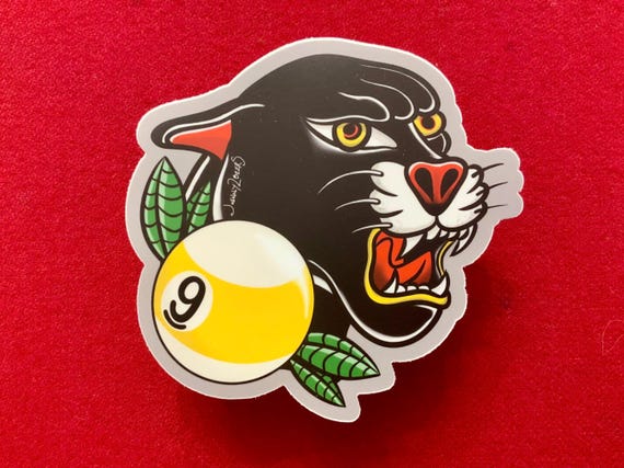 Fierce Panther 9 Ball Billiards Sticker – Vintage Pool Predator Style