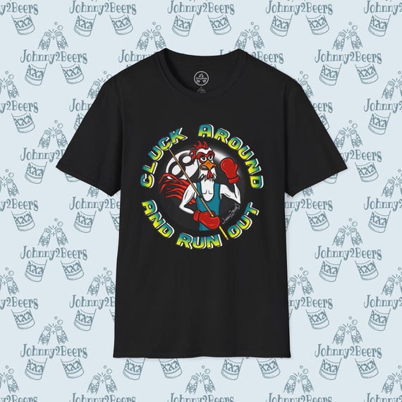 Funny Billiards T-Shirt: Boxing Rooster - Cluck Around and Run Out