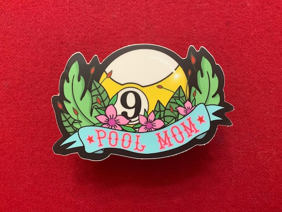 Pool Mom 9 Ball Cherry Blossom  Billiards Sticker