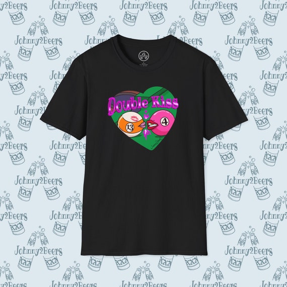 Heartfelt Double Kiss Billiards T-shirt: Where 13 and 4 Ball Find Love!
