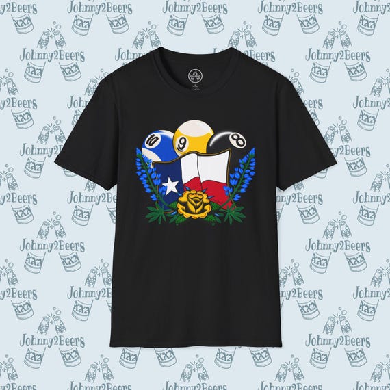 Texas Pride Billiards - Flag, Balls, and Yellow Rose Design