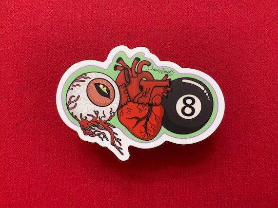 I Love Eight-Ball Sticker: Eye, Heart, Eight-Ball - Low Brow Art