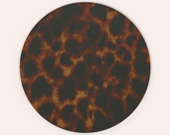 Tortoiseshell Pattern PU Leather Mouse Mat
