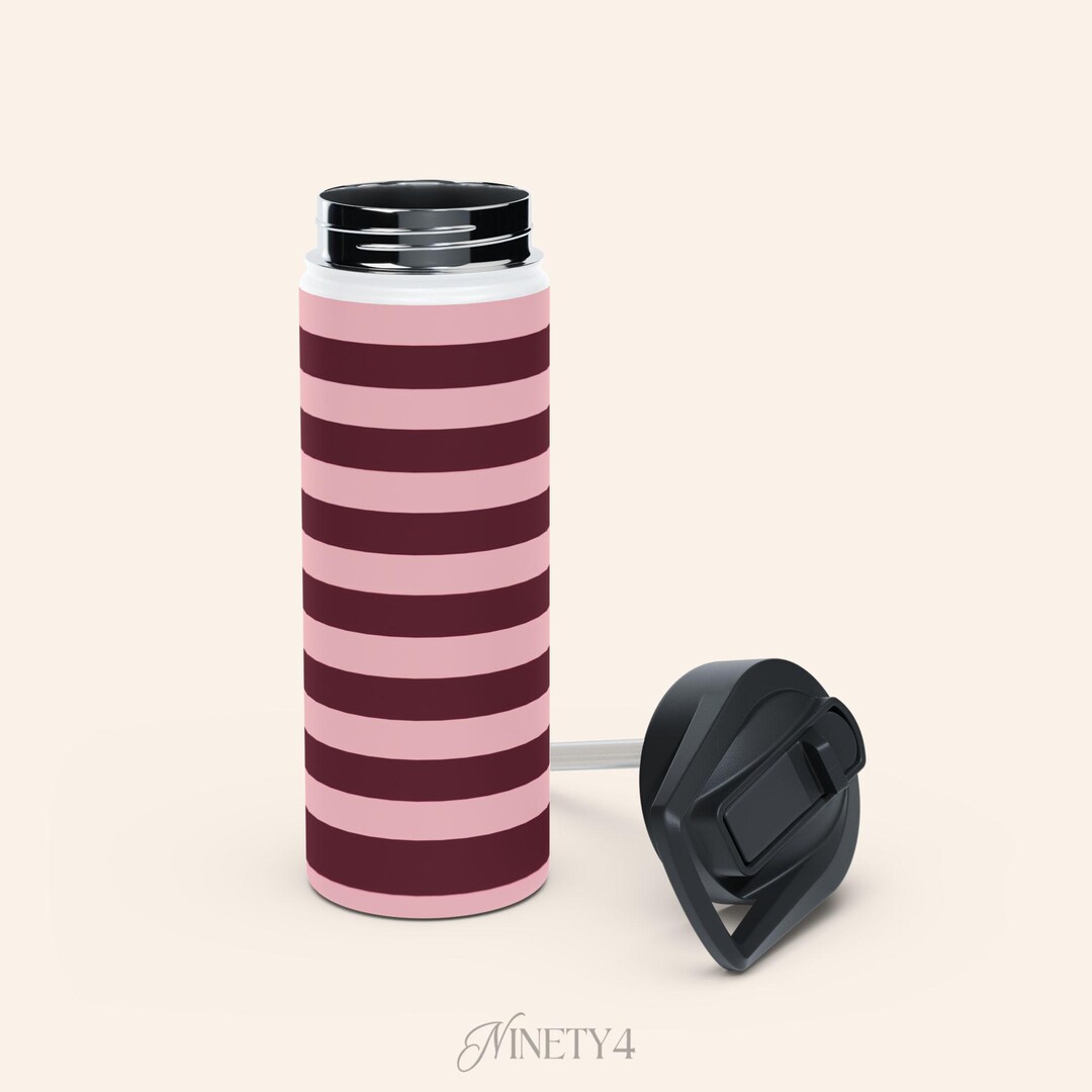 Striped Burgundy And Pink Water Bottle Photo Inspiration